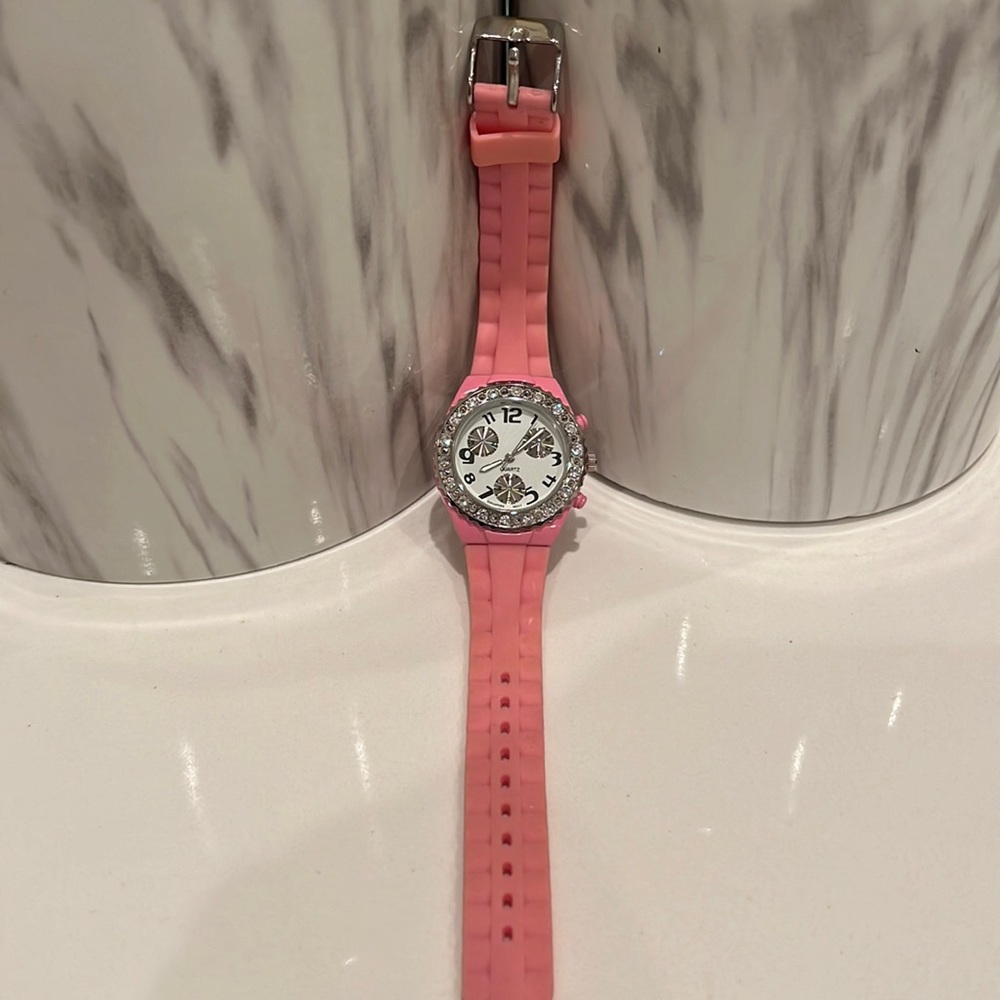 Pink Rubber Wrist Watch💗